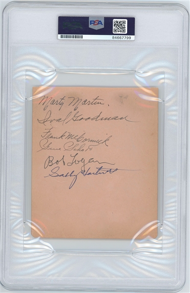 St. Louis Cardinals 1938 Team Signed Album Page (10 Sigs) (PSA Encapsulated NM 7 Autograph Grade) 