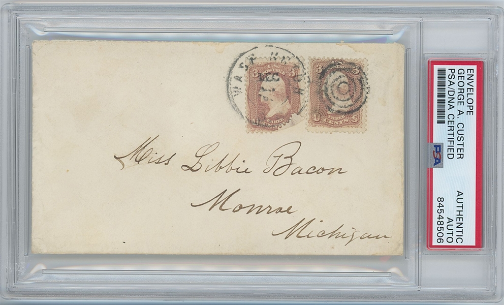 George A. Custer Envelope Hand-Addressed to His Wife (PSA/DNA Encapsulated) 