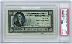 Democratic National Convention 1924 Ticket Picturing Thomas Jefferson (PSA Encapsulated) 
