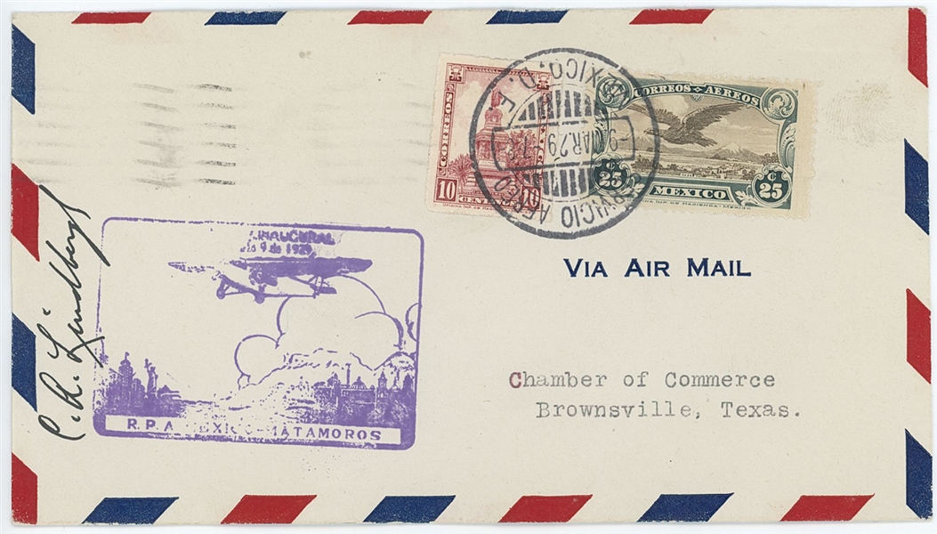 Charles Lindbergh Signed 1929 Airmail Flight Cover (Third Party Guaranteed)