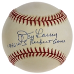 Don Larsen Signed OAL Baseball Inscribed "1956 WS Perfect Game" (JSA Authentication)