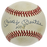 Mickey Mantle Signed & Inscribed # 7 Official American League Baseball (Upper Deck)