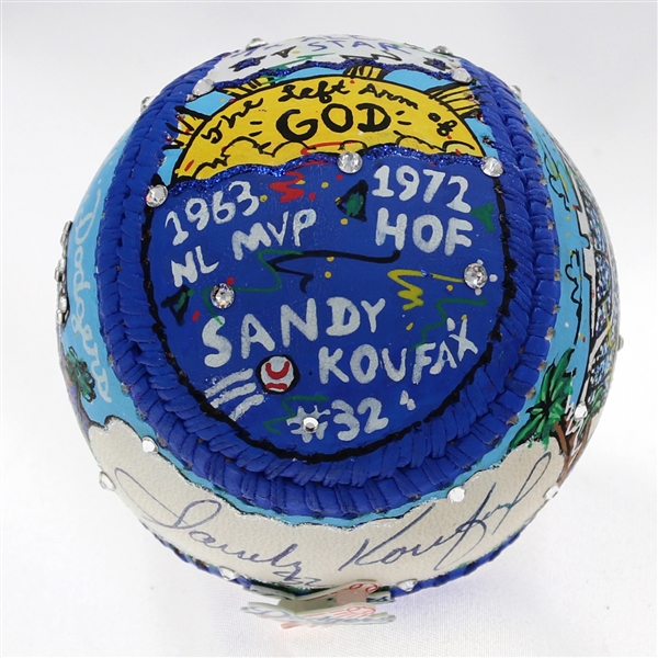 Sandy Koufax & Don Drysdale Charles Fazzino Painted Pop Art Baseball Signed with Uniform Number Inscriptions (JSA & PSA/DNA Authentication)