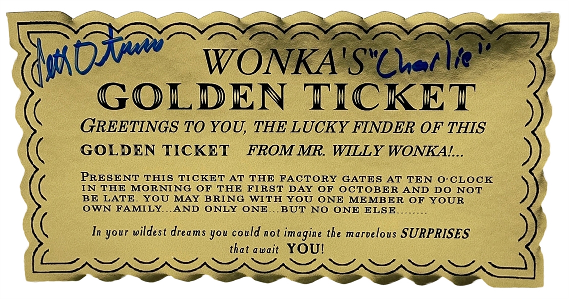 Willy Wonka Golden Ticket Signed by Peter Ostrum (Charlie) from the Movie Willy Wonka & the Chocolate Factory (JSA Witness)