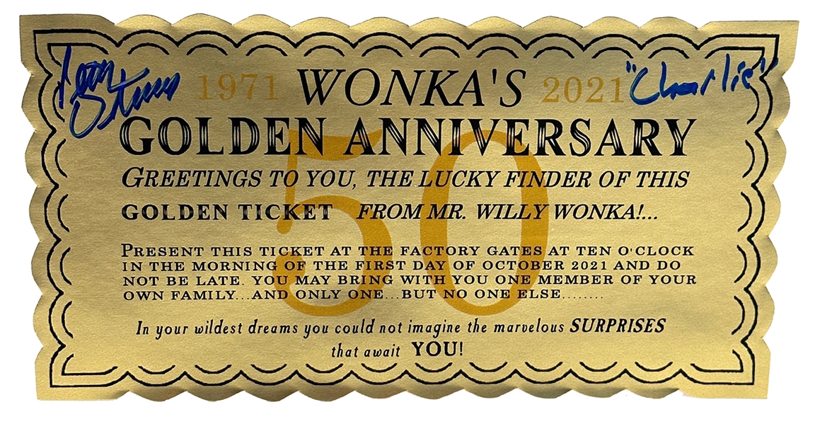 Willy Wonka Golden Ticket 50th Anniversary Special Edition Signed by Peter Ostrum (Charlie) from the Movie Willy Wonka & the Chocolate Factory (JSA Witness)