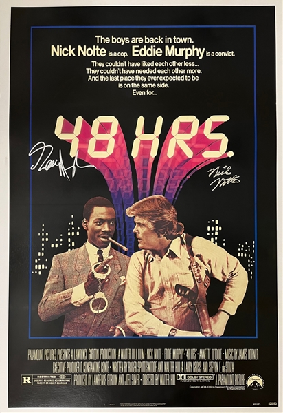 “48 Hrs” Eddie Murphy & Nick Nolte In-Person Signed 27” x 40” Movie Poster (JSA Authentication)