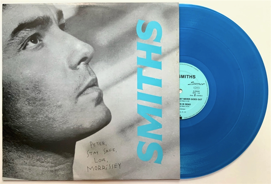 The Smiths: RARE Morrissey Signed Panic 12" Blue Vinyl Release Record (Roger Epperson/REAL LOA)  