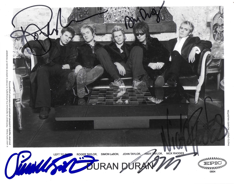 Duran Duran Group Signed 10” x 8” Publicity Photo (5 Sigs) (Roger Epperson/REAL LOA)  