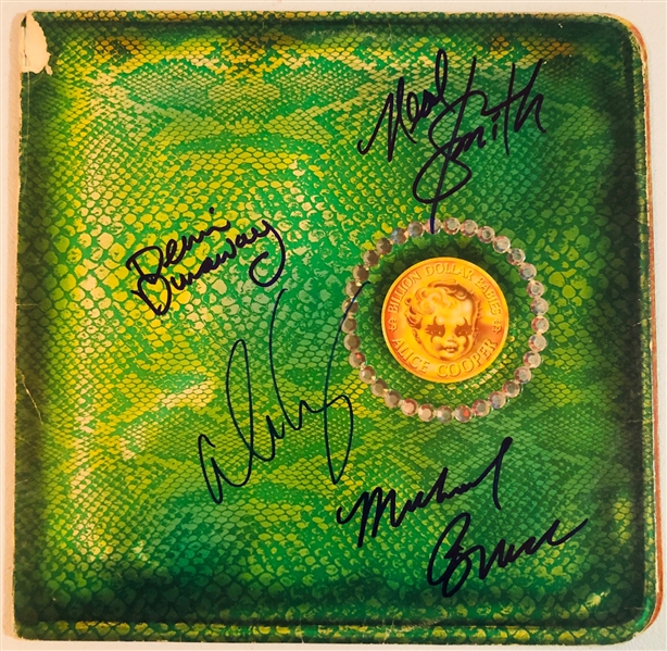 Alice Cooper Band In-Person Group Signed “Billion Dollar Babies” Album Record (4 Sigs) (John Brennan Collection) (JSA Authentication)