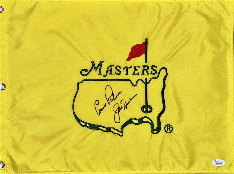 Jack Nicklaus & Arnold Palmer Dual-Signed Masters Flag (JSA LOA) 