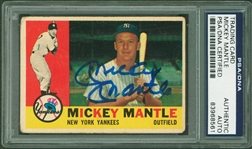 Mickey Mantle Signed 1960 Topps Baseball Card (PSA/DNA Encapsulated)