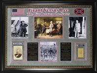Civil War Generals: Ulysses S. Grant & Robert E. Lee Signed CDV Photos in Custom Framed Display (Beckett/BAS Encapsulated)
