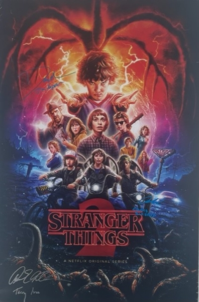 Stranger Things 2: Cast Signed Movie Poster (3/Sigs) (Third Party Guaranteed)
