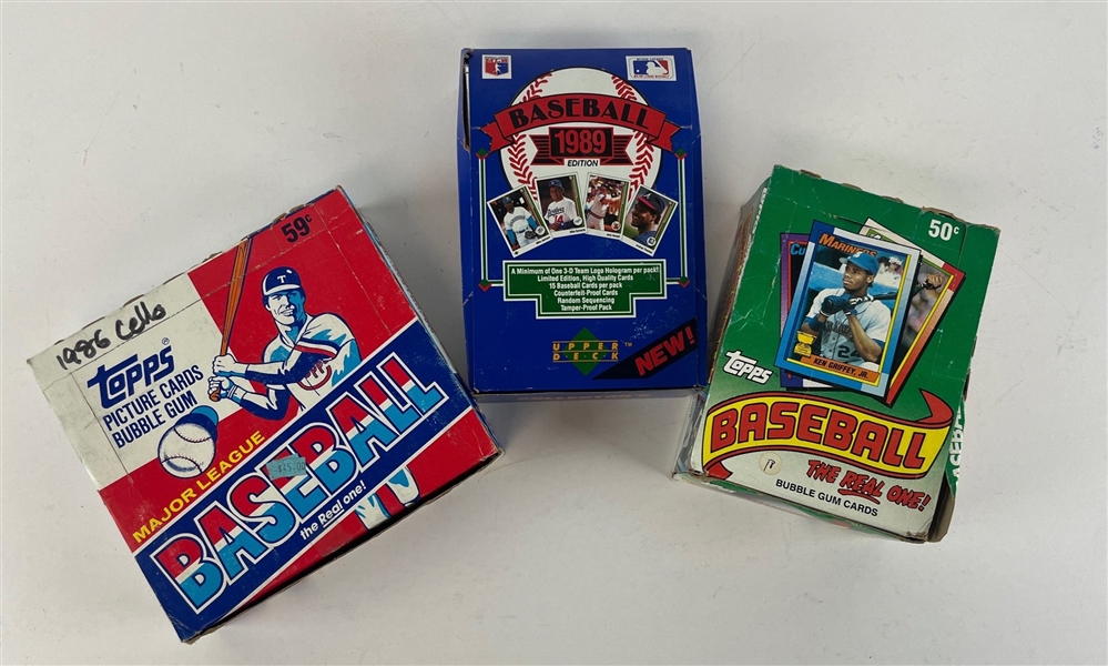 Lot of 3 Unopened Baseball Card Box Sets from 86/89/90 w. Topps & UD