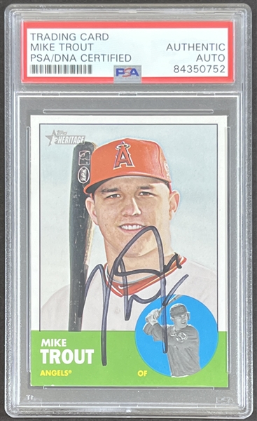 Mike Trout Signed 2012 Topps Heritage Trading Card ROOKIE CARD (PSA/DNA)