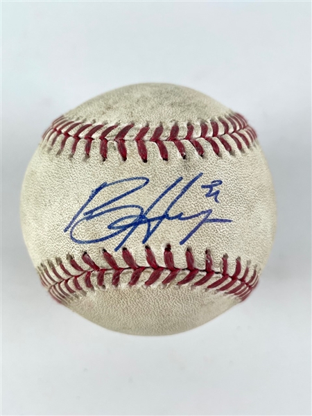 Bryce Harper Game Used & Signed OML Baseball :: Used 5-07-2019 Phillies vs Cardinals :: Ball Pitched to Harper (MLB Holo & PSA/DNA)