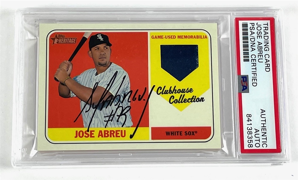 Jose Abreu Signed 2018 Topps Heritage Clubhouse Collection Game-Used Memorabilia Card - Auto Graded Gem Mint 10! (PSA/DNA Encapsulated)