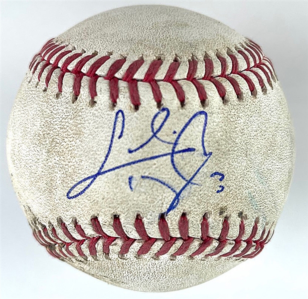 Chris Taylor Game Used & Signed OML Baseball :: Pitched to Taylor (4-19-2022 LAD vs ATL)(MLB Holo & PSA/DNA)