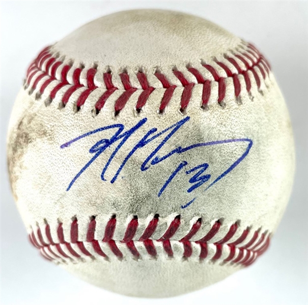 Max Muncy Game Used & Signed OML Baseball :: Pitched to Muncy (8-31-2021 LAD vs ATL)(MLB Holo & PSA/DNA)