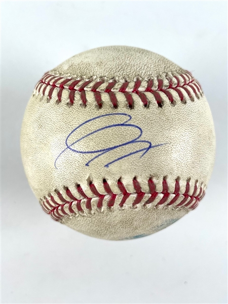Gavin Lux Game Used & Signed OML Baseball :: Pitched to Lux (4-14-2021 LAD vs COL)(MLB Holo & PSA/DNA)