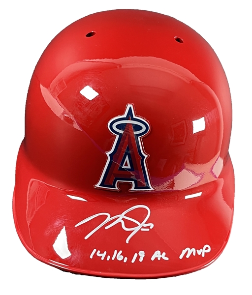 Mike Trout Signed & Inscribed Los Angeles Angels Batting Helmet with "14, 16, 19 AL MVP" Inscriptions (MLB Holo)