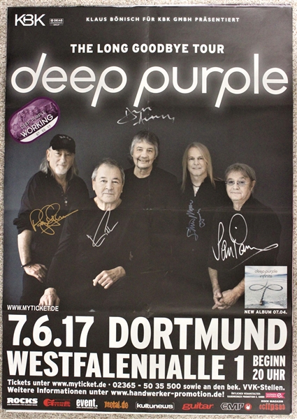 Deep Purple Group Signed 24" x 36" 2018 German Concert Poster (5 Sigs)(ACOA)