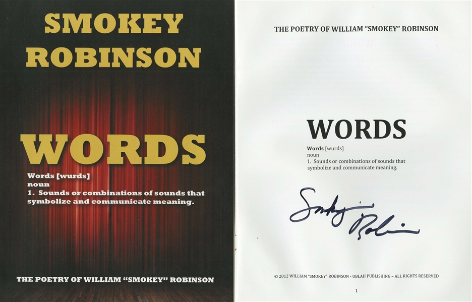 Smokey Robinson Signed Words Booklet (Third Party Guaranteed)