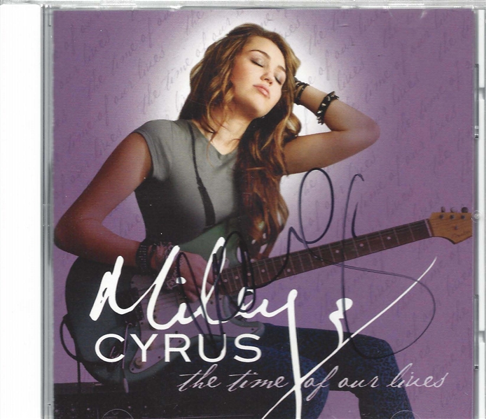 Miley Cyrus Signed The Time of Our Lives CD Jacket w/ Disc (ACOA)