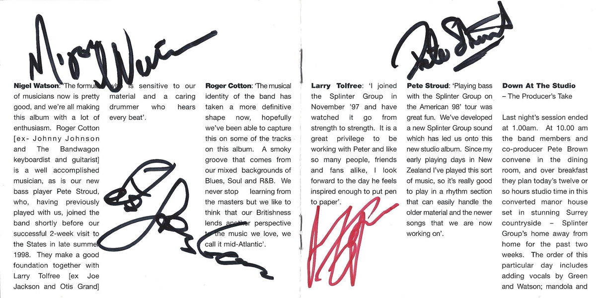 Peter Green Splinter Group Signed Destiny Road CD (4 Sigs)(ACOA)