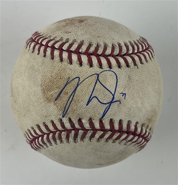 Mike Trout Game Used & Signed OML Baseball :: 7-05-2019 LAA vs HOU:: Trout At Bat (MLB Holo & PSA/DNA)