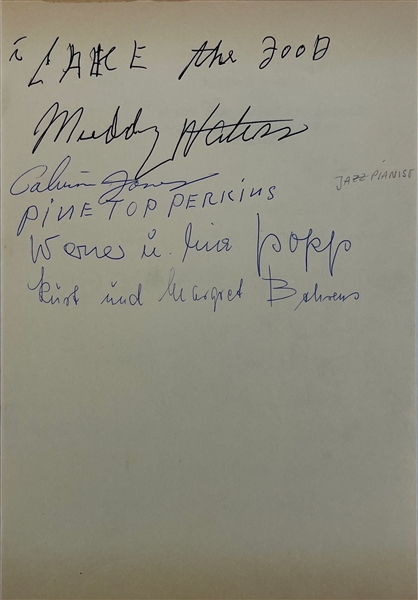Muddy Waters, Calvin Jones, & Pinetop Perkins Signed 8" x 11" Guestbook Page (Third Party Guaranteed)