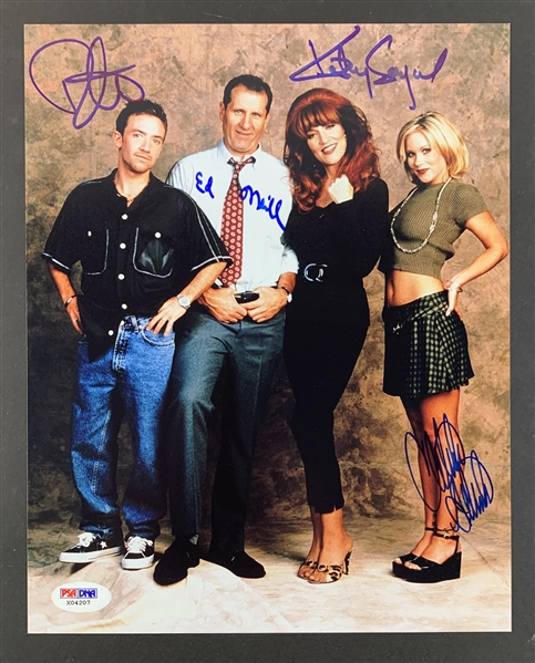 Married with Children: Cast Signed 8" x 10" Photo w/ ONeill, Applegate, etc (4 Sigs)(PSA/DNA LOA)