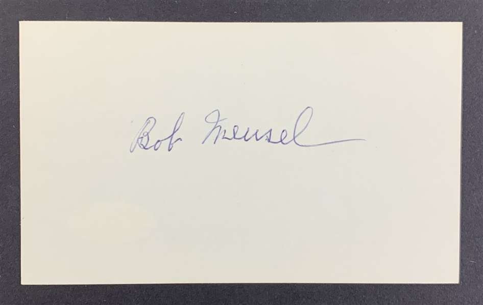 Bob Meusel Signed 3" x 5" Index Card (JSA COA)