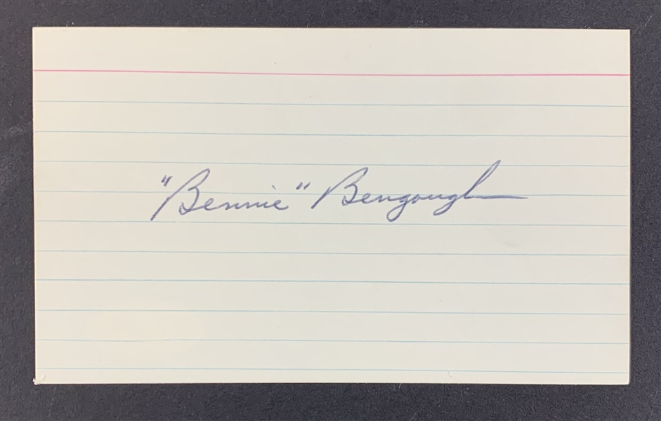 Bennie Bengough Signed 3" x 5" Index Card (JSA COA)