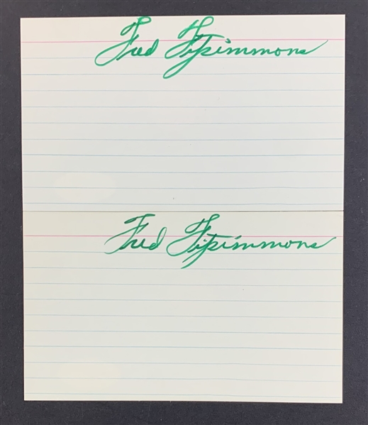 Fred Fitzsimmons Lot of Two (2) Signed 3" x 5" Index Card (JSA COA)