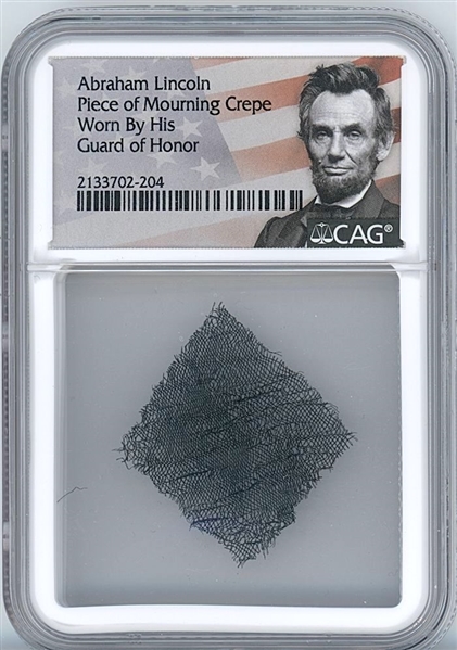 Abraham Lincoln Mourning Crepe Swatch Worn by Guard of Honor as He Lay in State in NY (CAG Encapsulated) 