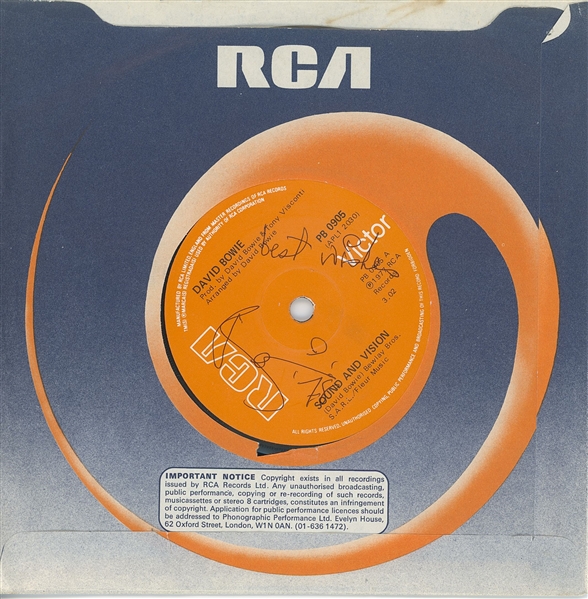 David Bowie “Sound and Vision” Signed 45 RPM (JSA Authentication) (Andy Peters Bowie Expert) 