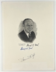Gerald Ford & Francine I. Neff Signed Oversized 9” x 12” Engraving (JSA LOA)