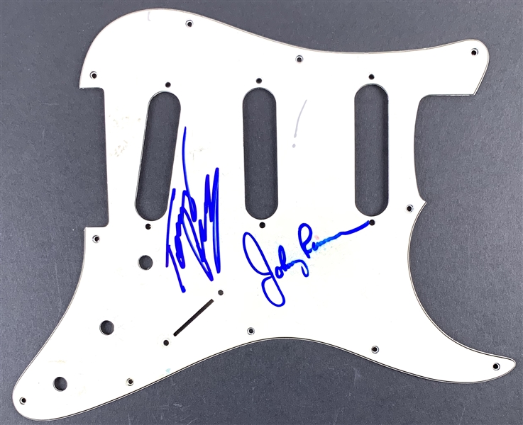 The Ramones: Johnny Ramone & Tommy Ramone Dual Signed Stratocaster Guitar Pickguard (Third Party Guaranteed)