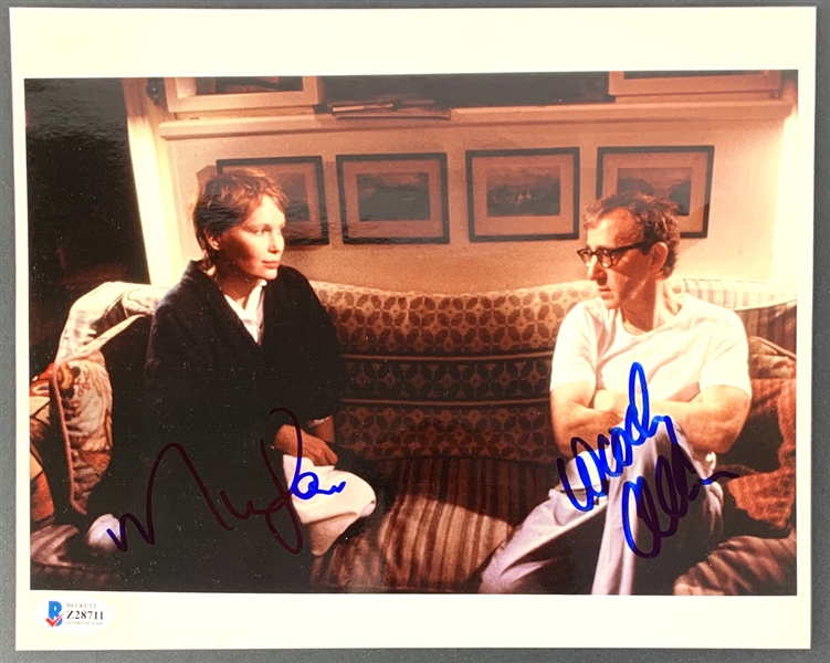 Woody Allen & Mia Farrow RARE Dual Signed 8" x 10" Color Photo (Beckett/BAS COA)