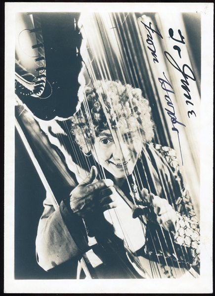 Harpo Marx Signed Vintage 5" x 7" Black & White Photograph (Beckett/BAS LOA)