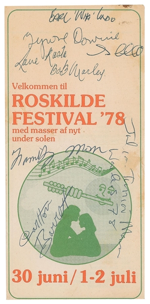 Bob Marley & The Wailers Rare Signed Program for the 1978 Rosklide Festival in Denmark (Tracks UK LOA & Beckett/BAS LOA)