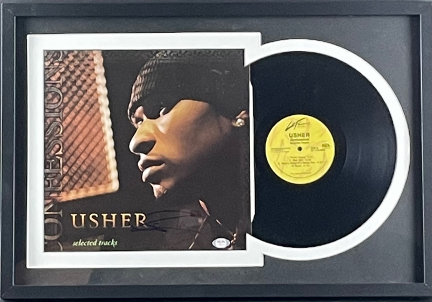 Usher Signed & Framed "Confessions" Album w/ Vinyl (PSA Sticker)