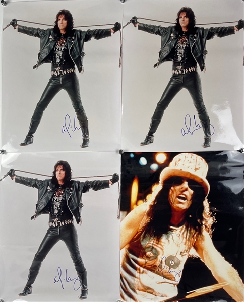 Lot of Four (4) Alice Cooper Signed 11" x 14" Photos (Third Party Guaranteed)