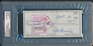 "Pistol" Pete Maravich Handwritten & Signed Personal Bank Check (1984)(PSA/DNA Encapsulated)