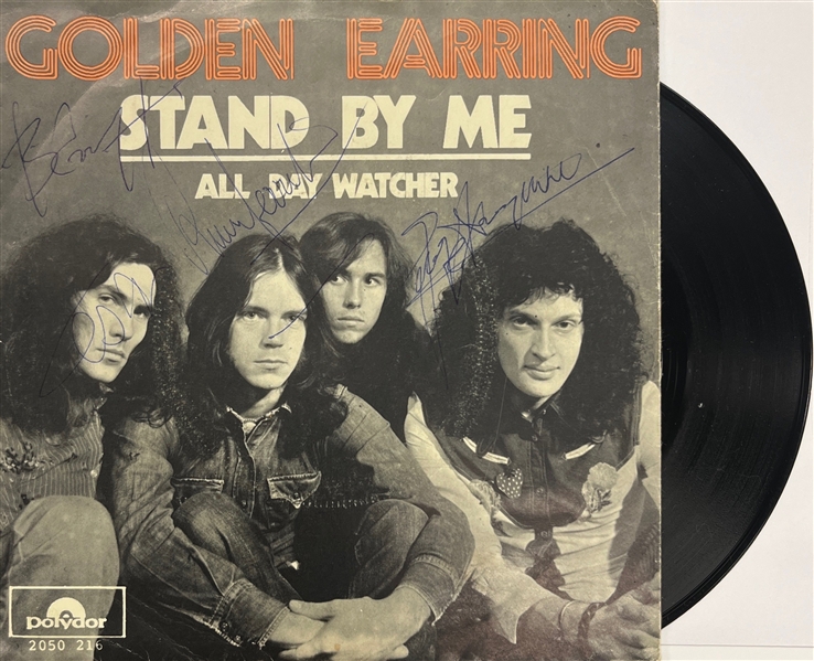 Golden Earring: Group Signed "Stand By Me" 45 Cover w/ Vinyl (Beckett/BAS & Rockaway)
