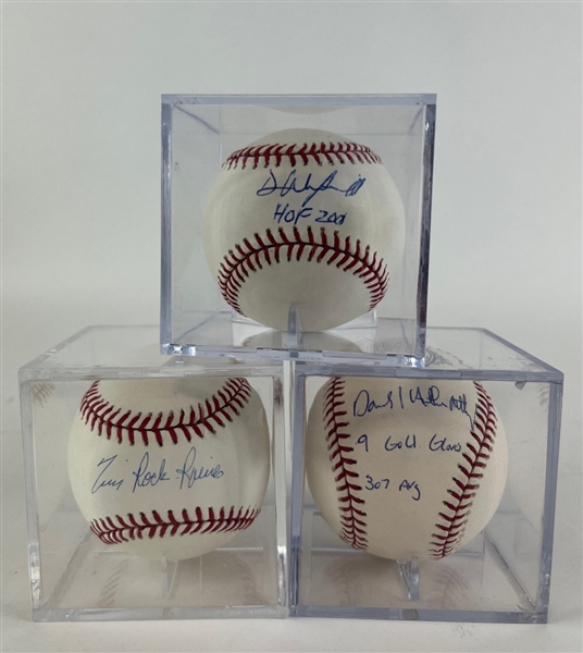 Yankees Greats Lot of 3 Baseballs including Mattingly, Winfield & Raines (Steiner/Third Party Guarantee)