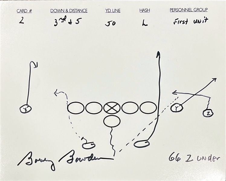 Coach Bobby Bowden Lot of Two (2) Hand-Drawn & Signed Football Plays (Beckett/BAS)