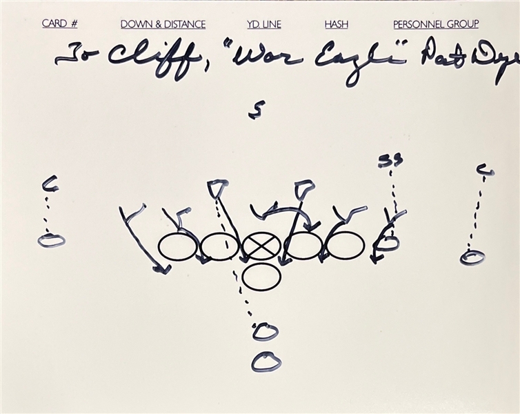 Pat Dye Lot of Two (2) Hand Drawn & Signed Football Plays (Beckett/BAS)
