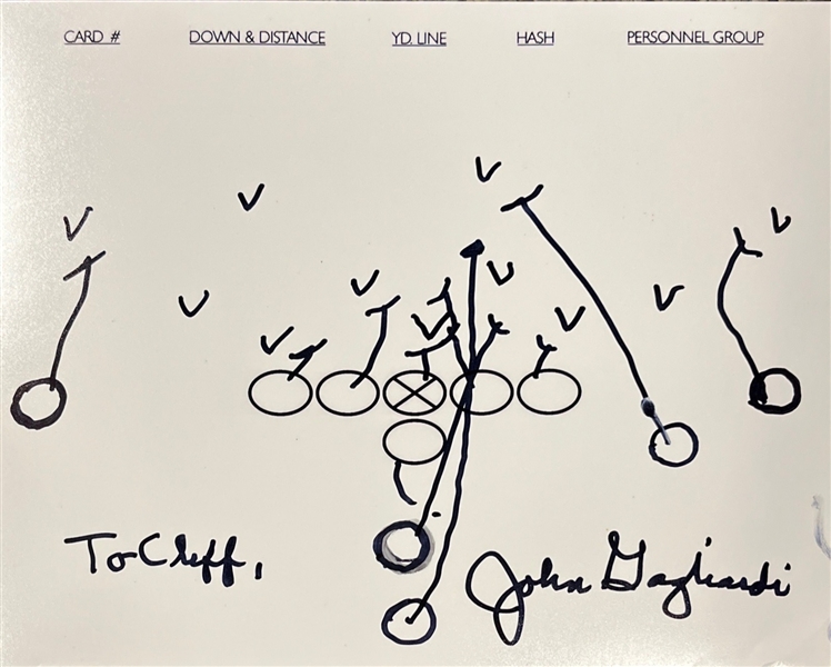 John Gagliardi Lot of Two (2) Hand Drawn & Signed Football Plays (Beckett/BAS)
